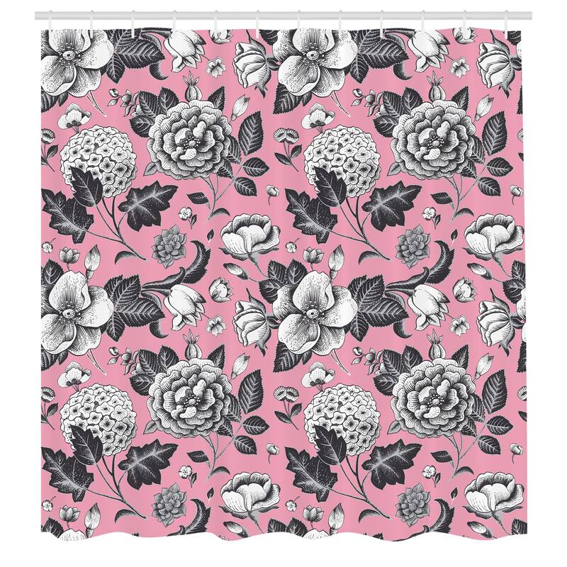 Ambesonne Floral Shower Curtain, Cloth Fabric Bathroom Decor Set with